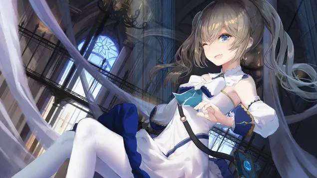 芭比娃娃女孩芭芭拉眨著眼睛| 原神衝擊 2K 壁紙