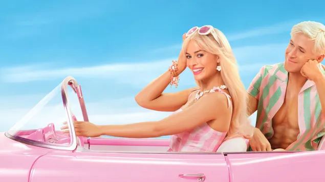 Barbie (Margot Robbie) dhe Ken (Ryan Gosling) nga filmi Barbie 4K sfond