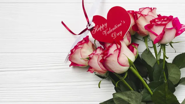 バレンタインデー-愛のメモとバラの花束