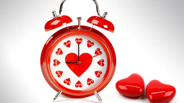 バレンタインデー-赤いハートの時計（ギフト）