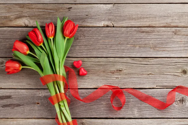 バレンタインデー-素敵な赤いチューリップの花束