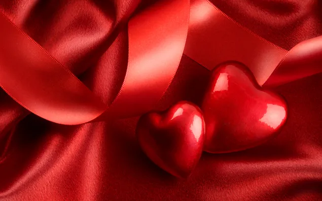 バレンタインデー-素敵な赤いハートのペア