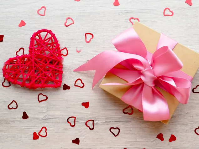 バレンタインデー-素敵なピンクの蝶結びの贈り物