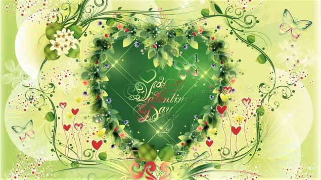 バレンタインデー-芸術的な緑の心