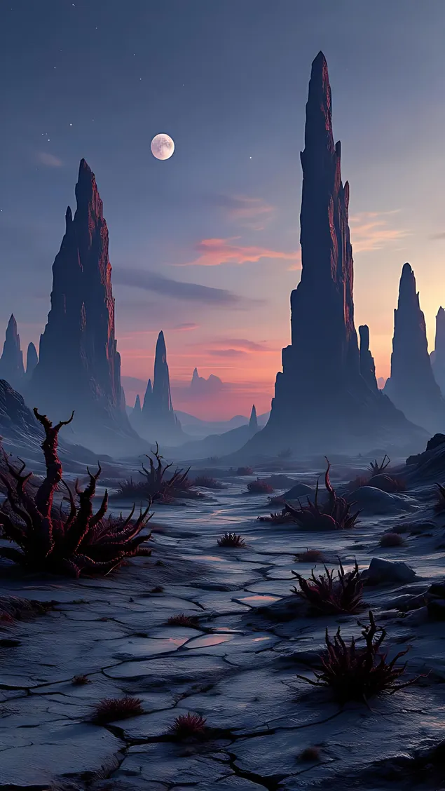 荒蕪的景觀，聳立的岩石地形 2K 壁紙