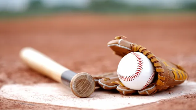 baseball och handske slagträ hemma plattan 2K bakgrund