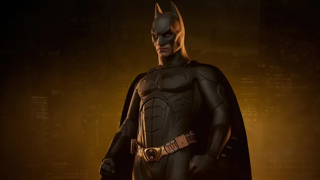 Batman Dan Gautham City Di Belakangnya 4K kertas dinding