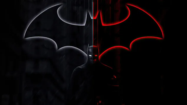 Batman And His Logo Behind Him  download