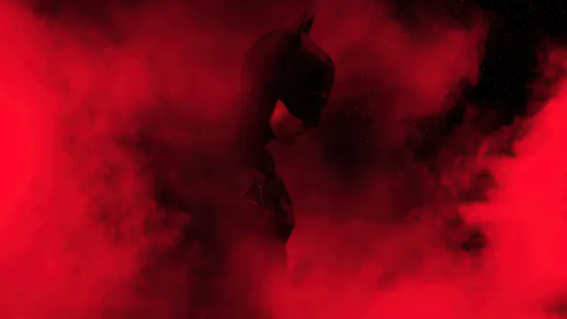 Batman in the dark and red fog