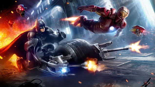 Batman Iron Man DC Marvel Superheroes 4K wallpaper