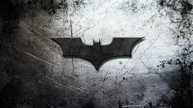 黒と白の背景にバットマンのロゴの影 4K 壁紙