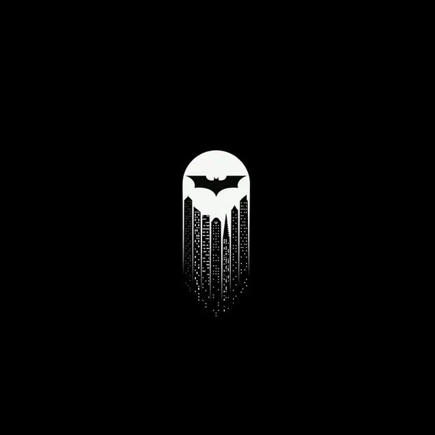 Dibujo del logo de la película Batman en fondo blanco y negro