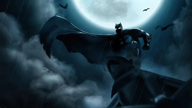 Batman on the roof under the moonlight download