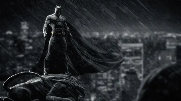 Batman Standing Iwwer A Lion Statue 2K Tapeten