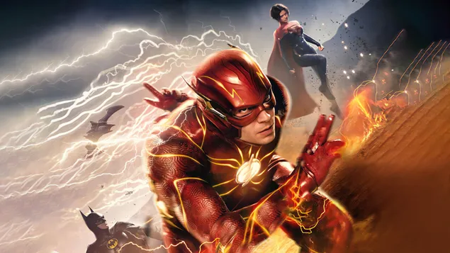 batman, supergirl en flash in the flash-fliek aflaai