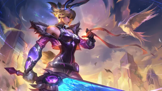 batte bunny 'riven' prime rose-quartz chroma skin - league of legends (lol) aflaai