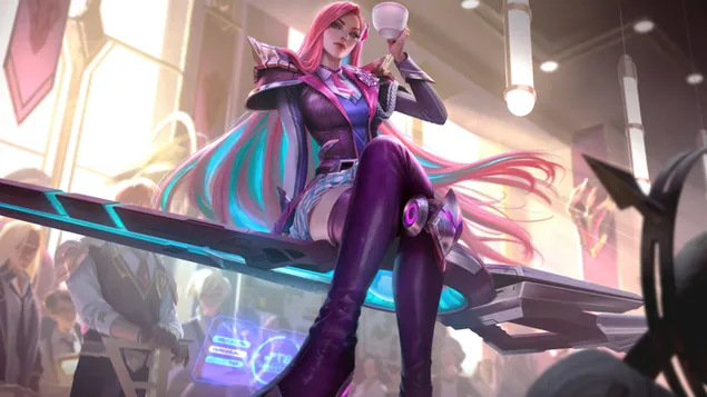 battle academia 'caitlyn' rose-quartz chroma chinese skin - league of legends (lol) download