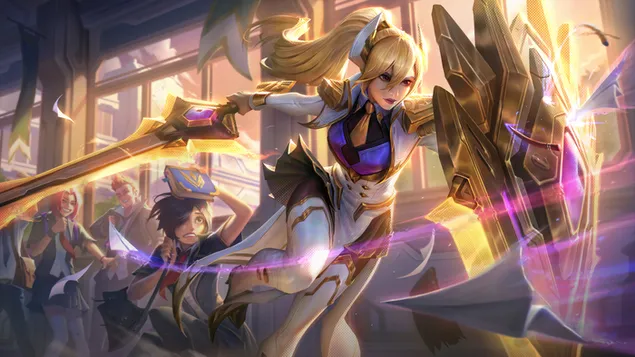 Battle Academia 'Leona' Prestige Splash Art - League of Legends (LOL) 8K kertas dinding