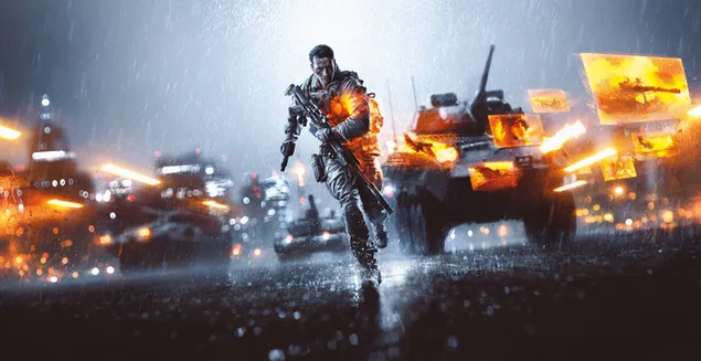 Trò chơi Battlefield 4 - Người lính chạy trong mưa