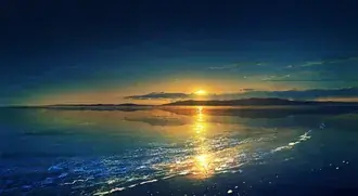 vista del tramonto sull'oceano della spiaggia scarica