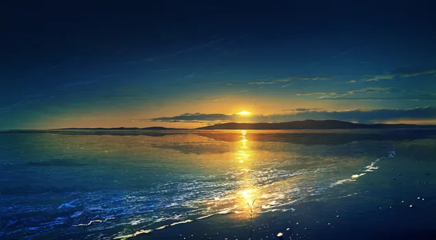Strand Oceaan Uitzicht op zonsondergang 4K achtergrond