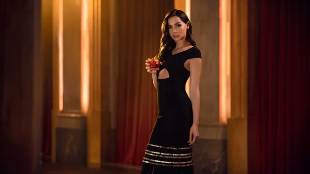 Beautiful 'Ana De Armas' in Black Dress 4K wallpaper