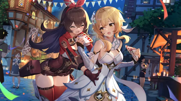 Ταπετσαρία Όμορφοι χαρακτήρες κοριτσιών anime ποζάρουν με όμορφα ρούχα HD