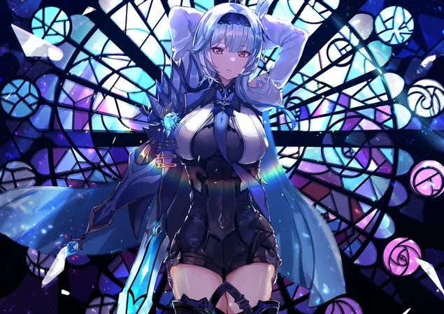 Schönes Anime-Mädchen | Eula | Genshin Impact 4K Hintergrundbild