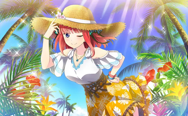 모자를 쓴 아름다운 애니메이션 소녀(The Quintessential Quintuplets) 2K 배경화면