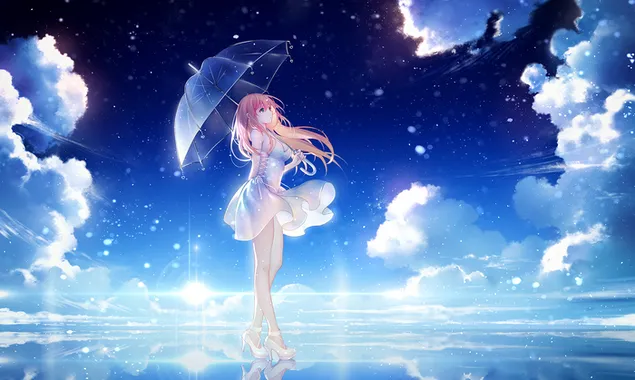 Beautiful Anime Girl in the night download