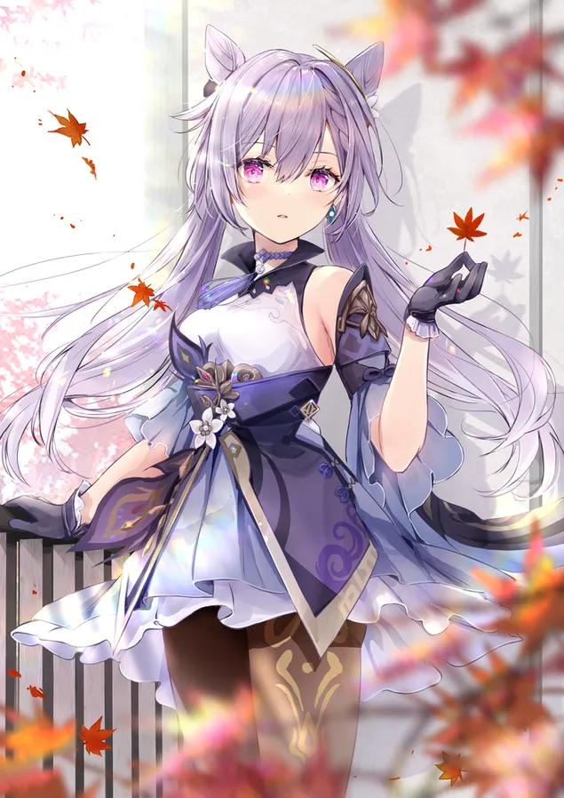 Taustpilt Ilus animetüdruk Keqing | Ganshini mõju 2K