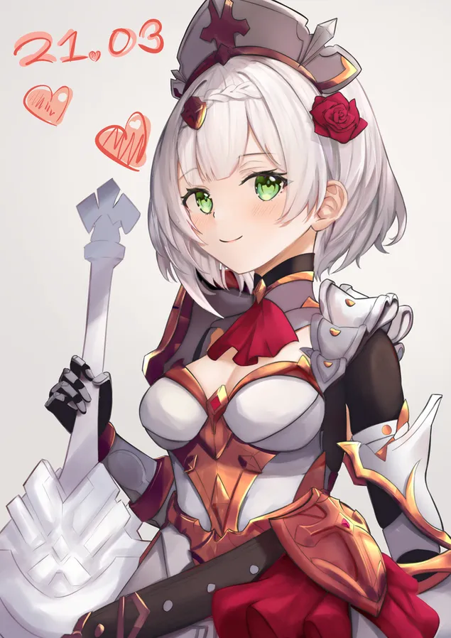 Vajza e bukur anime Noelle (Ganshin Impact) 2K sfond