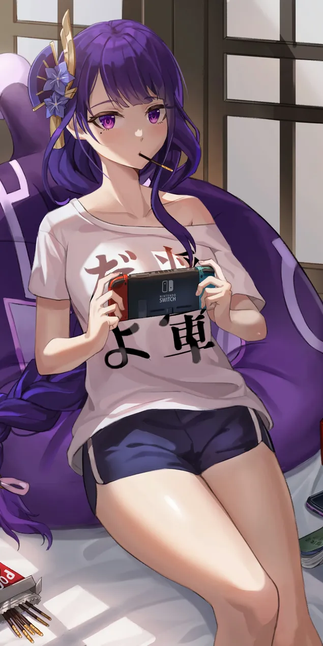 cailin anime alainn raiden shogun ag imirt tionchar genshin ar line ar a gleas | tionchar genshin ioslodail