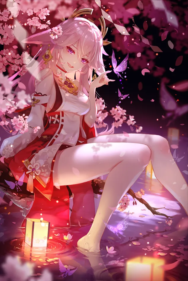 อนิเมะสาวสวย | แย้ มิโกะ | ผลกระทบกันชิน 2K วอลเปเปอร์