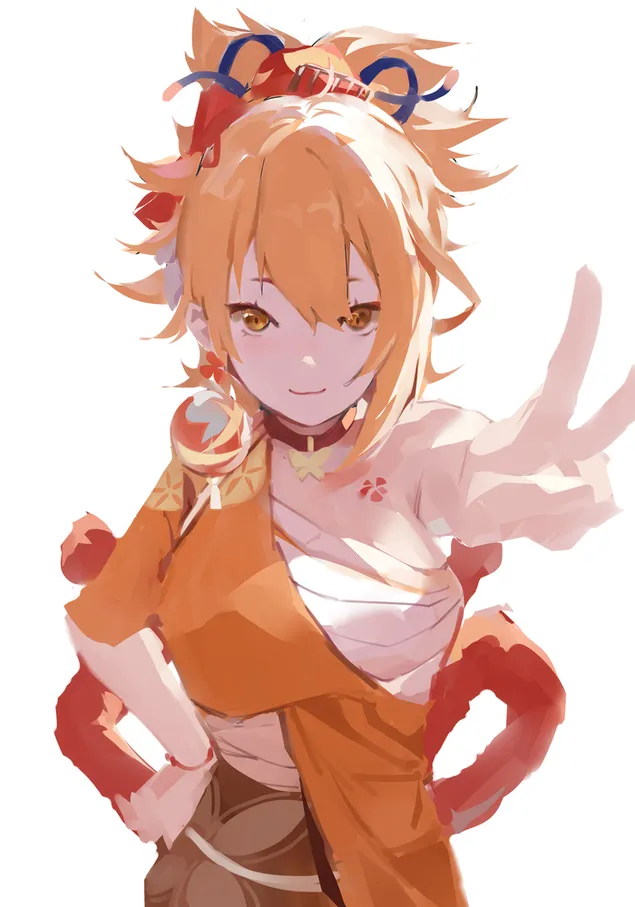 ภาพวาดของสาวการ์ตูน Yoimiya ที่สวยงาม | เก็นชิน อิมแพ็ค 2K วอลเปเปอร์