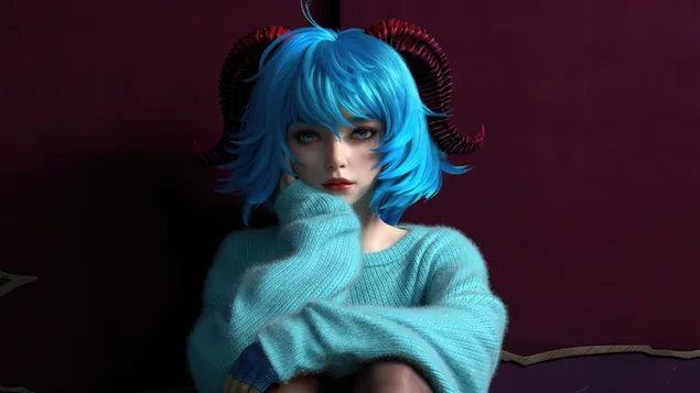 bella ragazza dai capelli blu ganyu | impatto genshin scarica