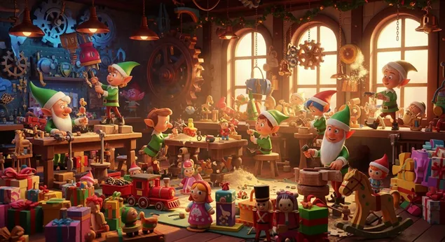 ban trang mieng giang sinh tuyet dep voi banh quy, banh gung va do trang tri am ap duoi anh nen tai xuong