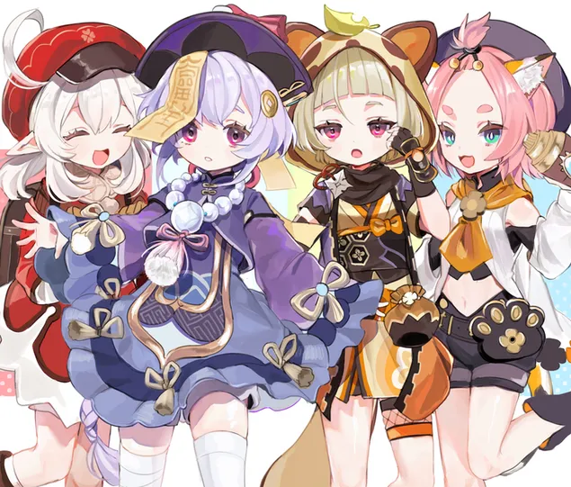 Tapeta Krásne roztomilé anime sestry | Ganshin Impact 2K