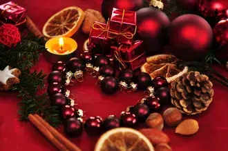 Linda decoração e enfeites elegantes para mesa de Natal HD papel de parede