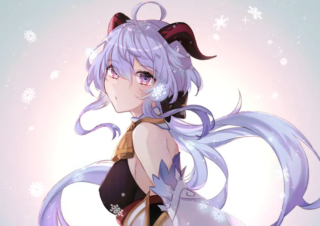 Прелеп Ганиу изглед са стране (Гансхин Импацт) 2K позадина