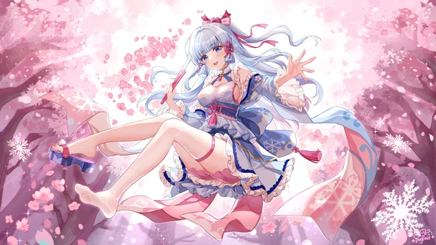 فتاة جميلة اياكا تحت شجرة الكرز | تأثير جانشين HD خلفية