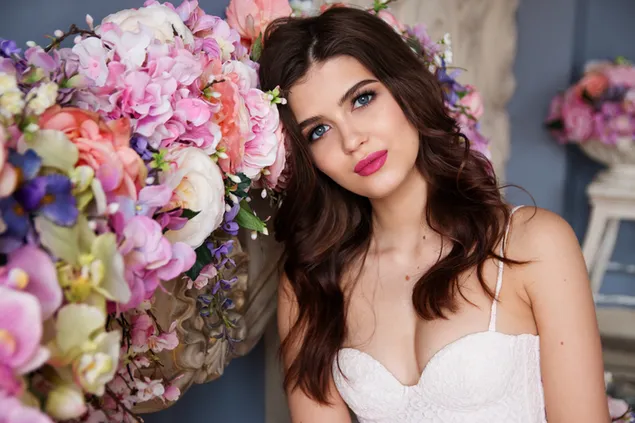 Beautiful girl in a wedding dress 4K wallpaper