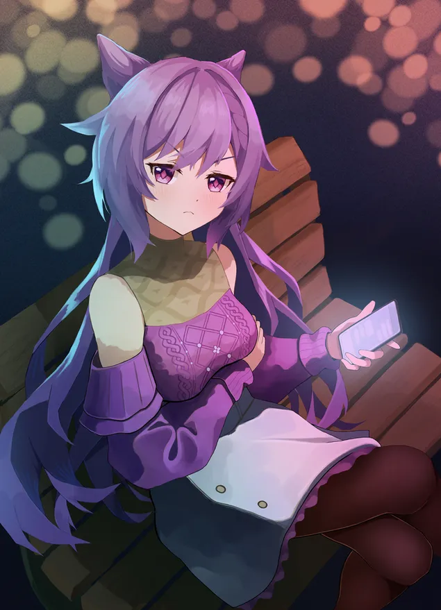 Linda garota Keqing conversando com alguém | Impacto de Ganshin 2K papel de parede