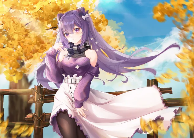 สาวสวย Keqing วันหยุดฤดูร้อน (Ganshin Impact) 2K วอลเปเปอร์