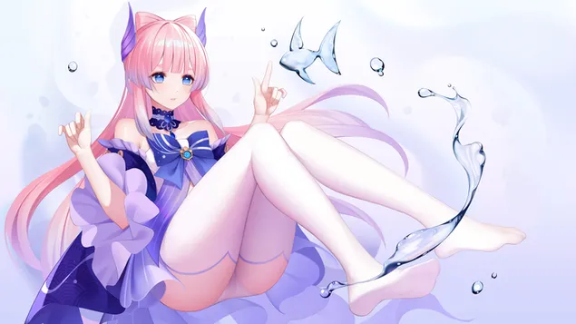 ילדה יפה קוקומי שיער ורוד | השפעת גנשין 4K טפט