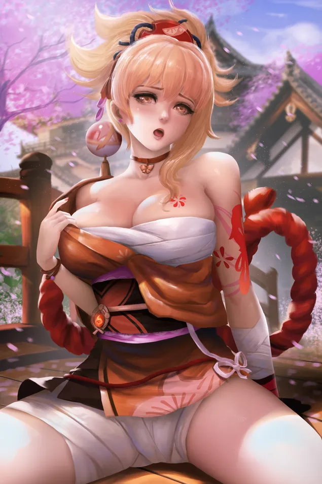 อนิเมะสาวสวยสุดฮอต Yoimiya | เก็นชิน อิมแพ็ค 2K วอลเปเปอร์