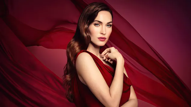 Beautiful 'Megan Fox' in Rosy Red Dress download