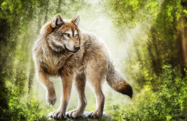 Beautiful Painting of Timber Wolf