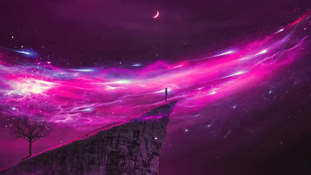 krasna ruzova vysoka nocni obloha stahnout