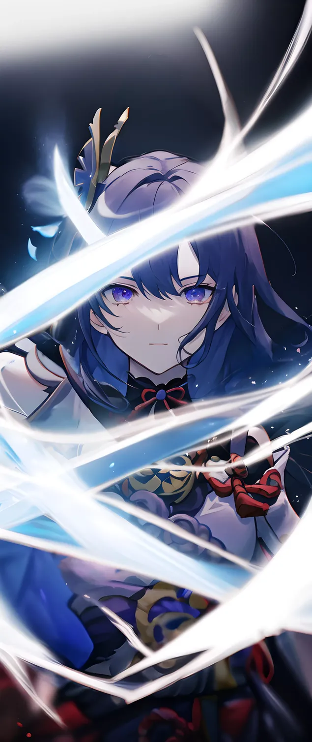 Прелепо магично око Раиден Еи и њена електро магија (Гансхин Импацт) 2K позадина